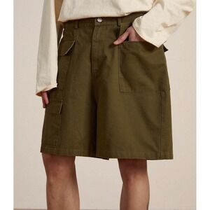 Found Twill Cargo Shorts Olive Green Men's Women's Unisex Medium 5 1/2" inseam